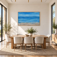 A moment of silence canvas wall art in a sunlit dining room