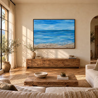A moment of silence canvas wall art in a mediterranean living room