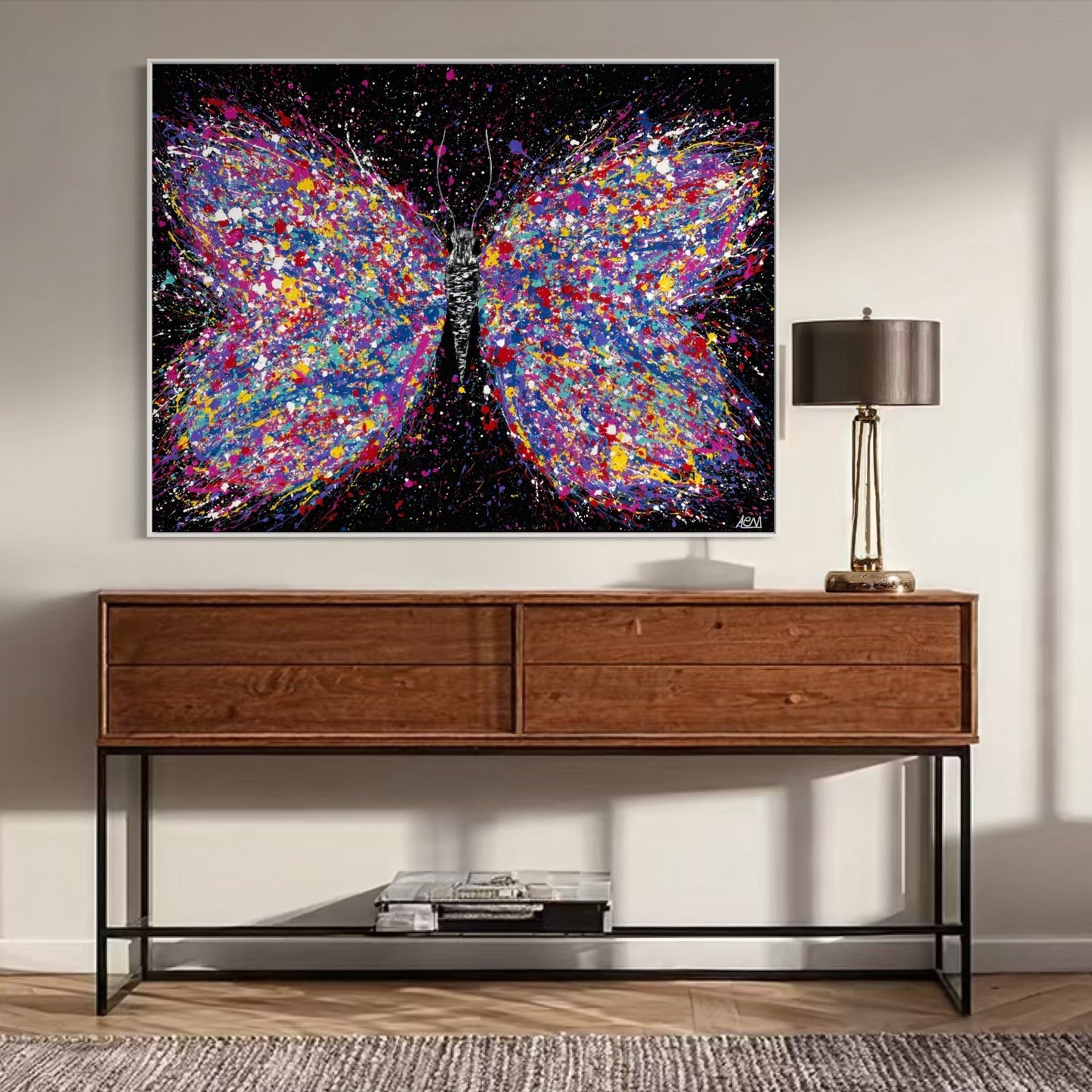 Colorful Canvas: "Colorful Butterfly Canvas Art “ 12" x 16" Stretched Matte Print for Home Decor" by Albert Levi Art