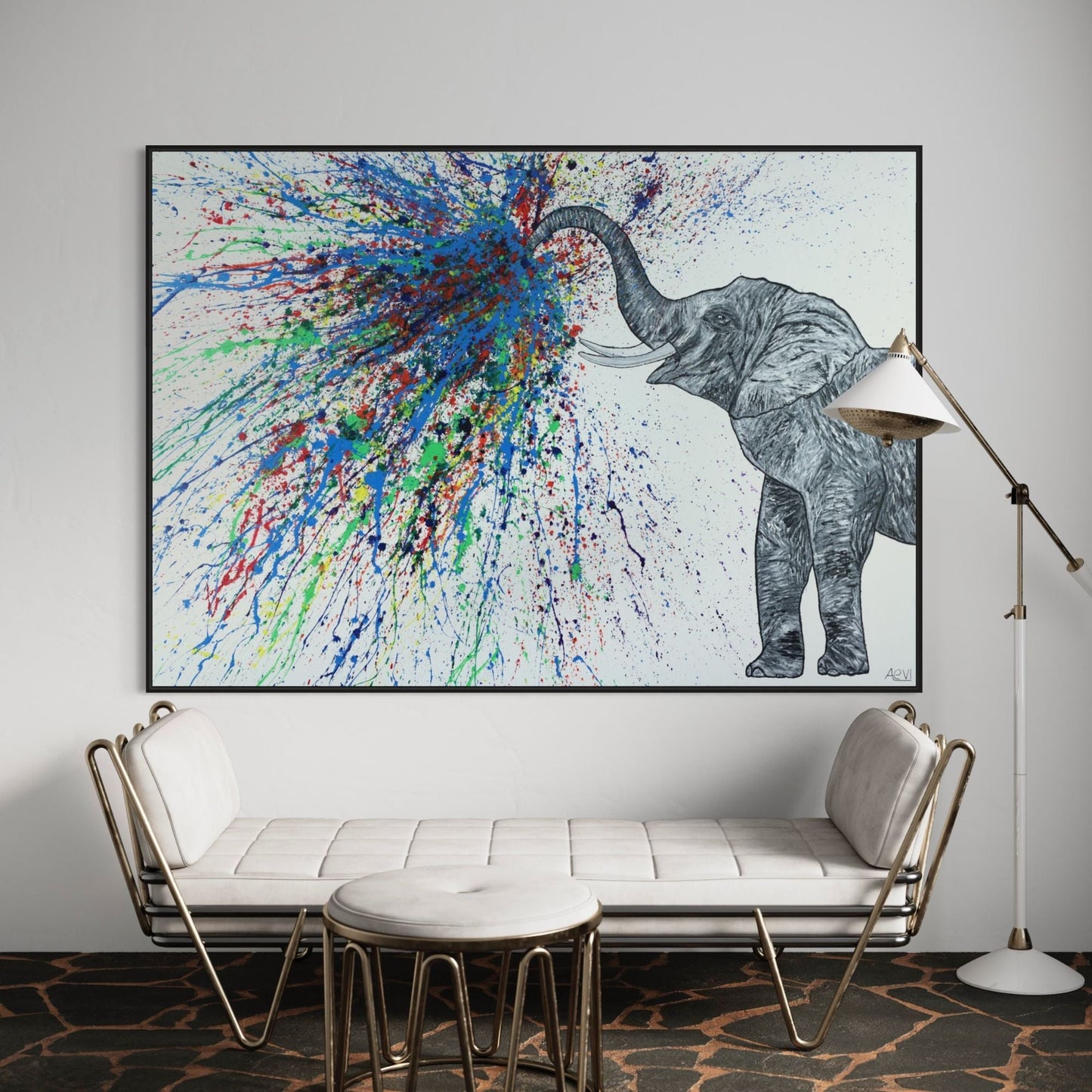 Limited Edition Print - An Elephant Blows - Canvas BY Albert Levi Art