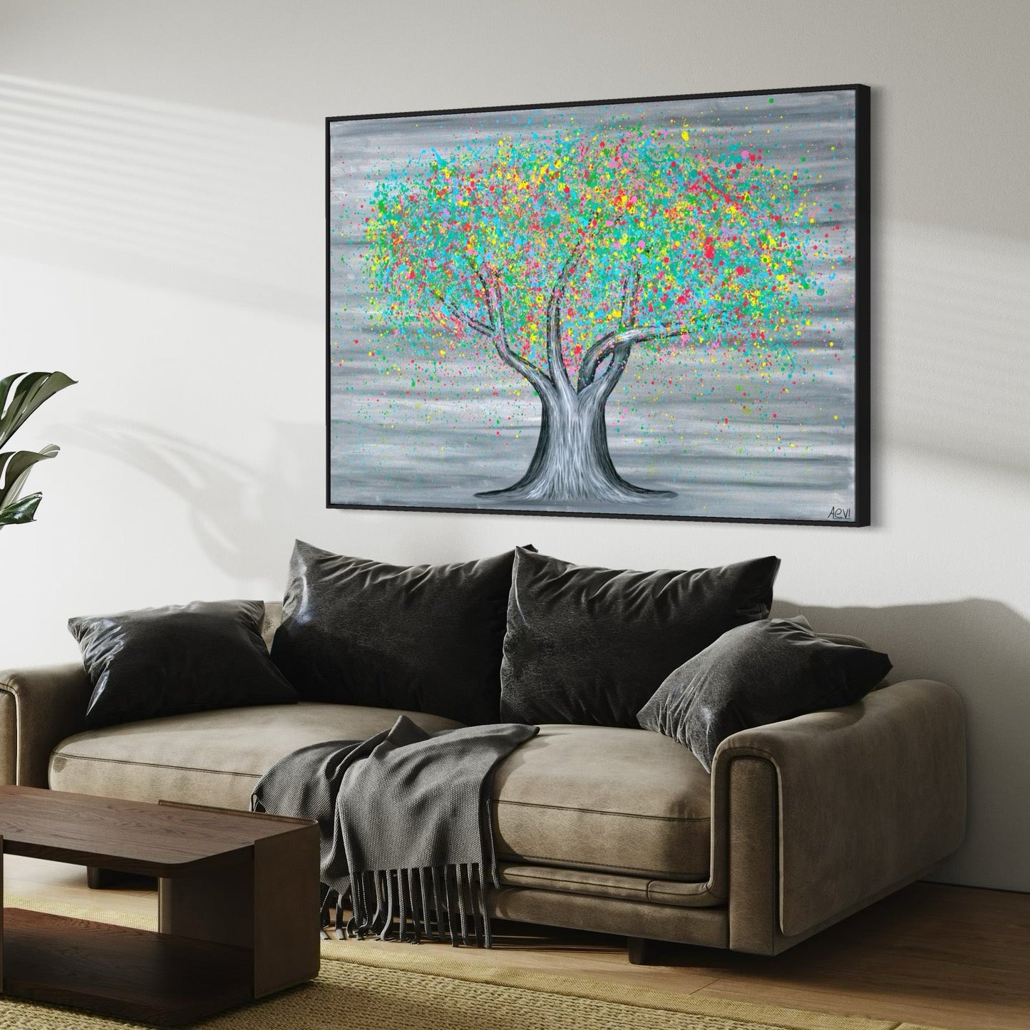 Limited Edition Print - Tree Of Happiness - Colorful Fruits - Canvas BY Albert Levi Art
