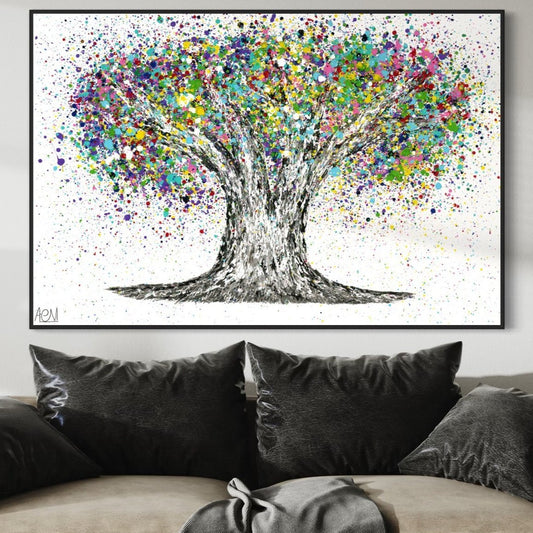 Limited Edition Print - Tree Of Life - Colorful Life - Canvas BY Albert Levi Art