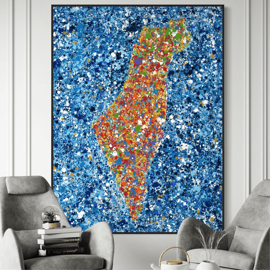 Colorful Canvas: "Map Of Israel - Never Again" by Albert Levi Art