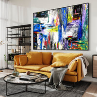 ORIGINAL ARTWORK - BLUE WATERFALL - Canvas BY Albert Levi Art