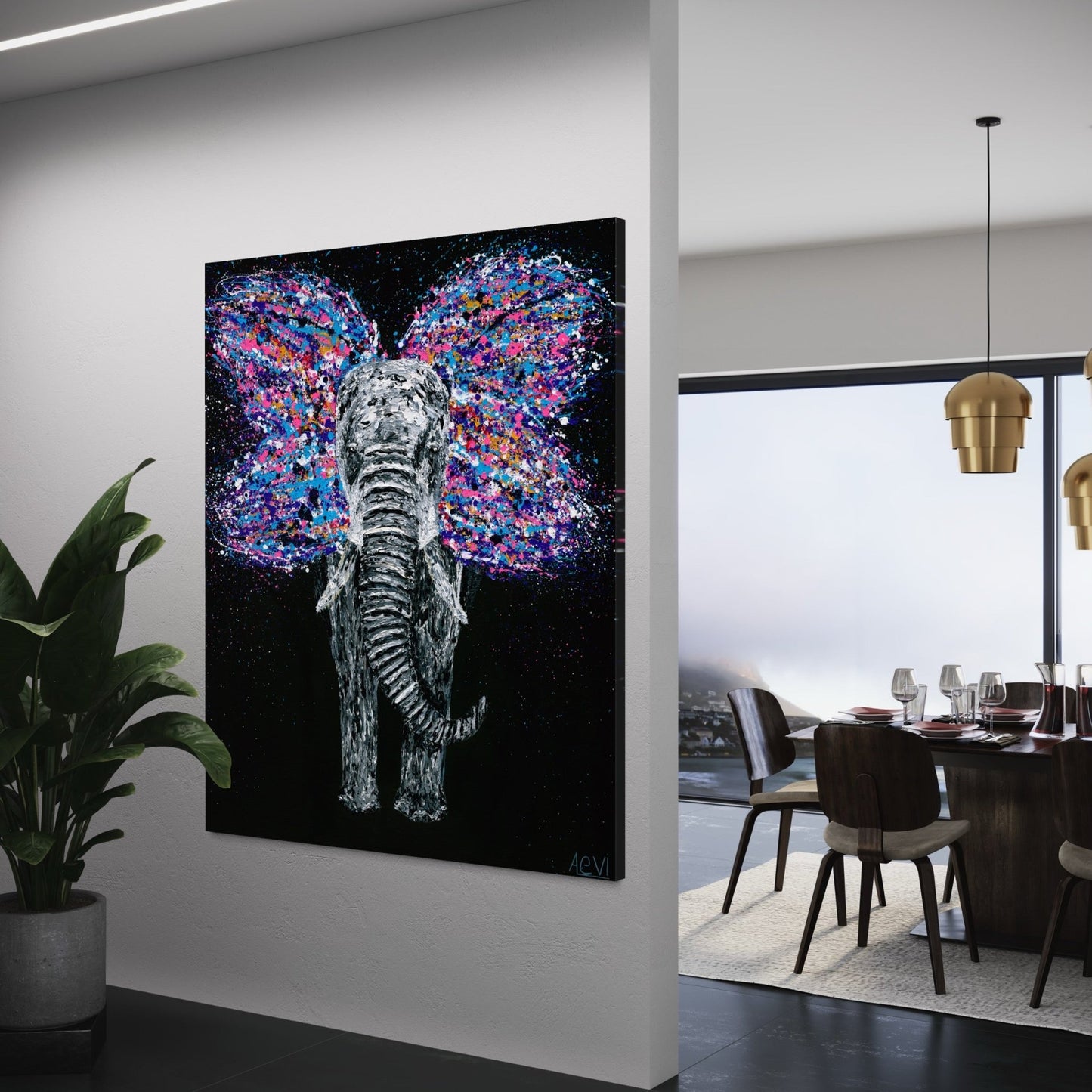 ORIGINAL ARTWORK - Butterfly / Elephant - BY Albert Levi Art