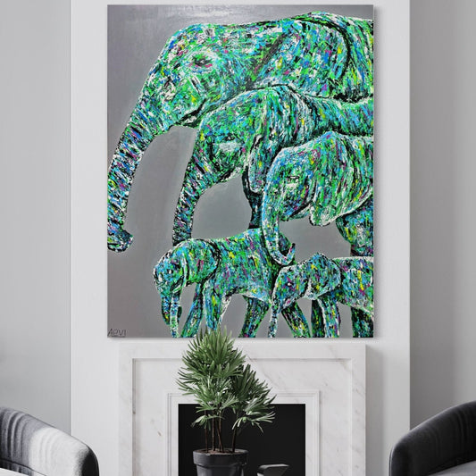 ORIGINAL ARTWORK - Family Stride - Canvas BY Albert Levi Art