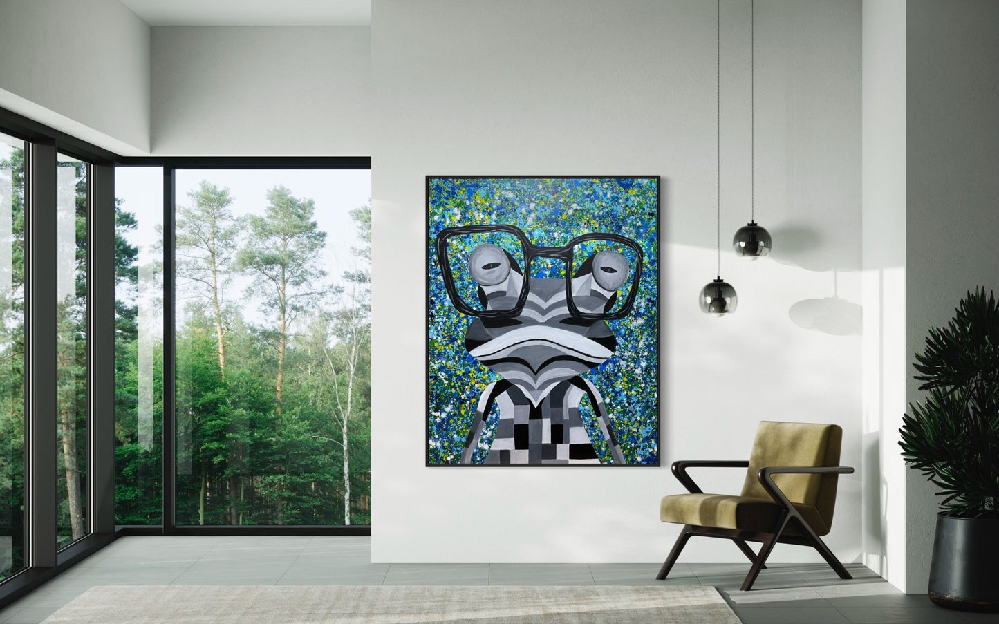 ORIGINAL ARTWORK - Funky Frog in Square Shades - BY Albert Levi Art