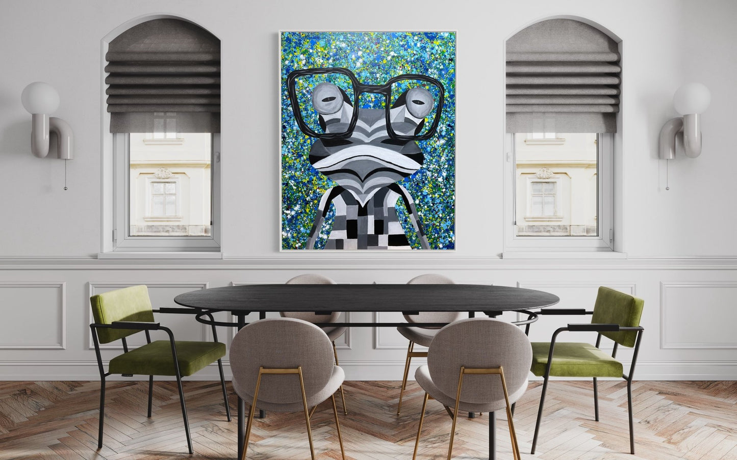 ORIGINAL ARTWORK - Funky Frog in Square Shades - BY Albert Levi Art