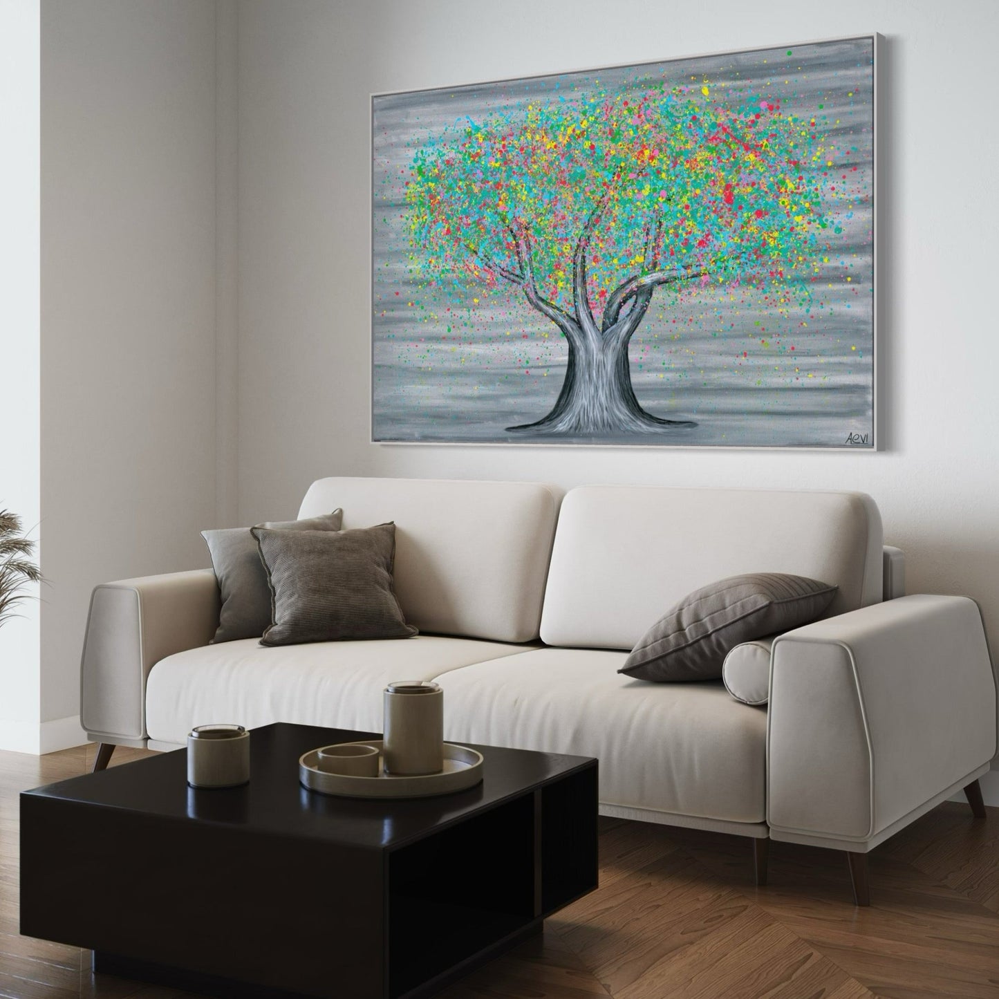 ORIGINAL ARTWORK - Tree Of Happiness - Colorful Fruits - BY Albert Levi Art