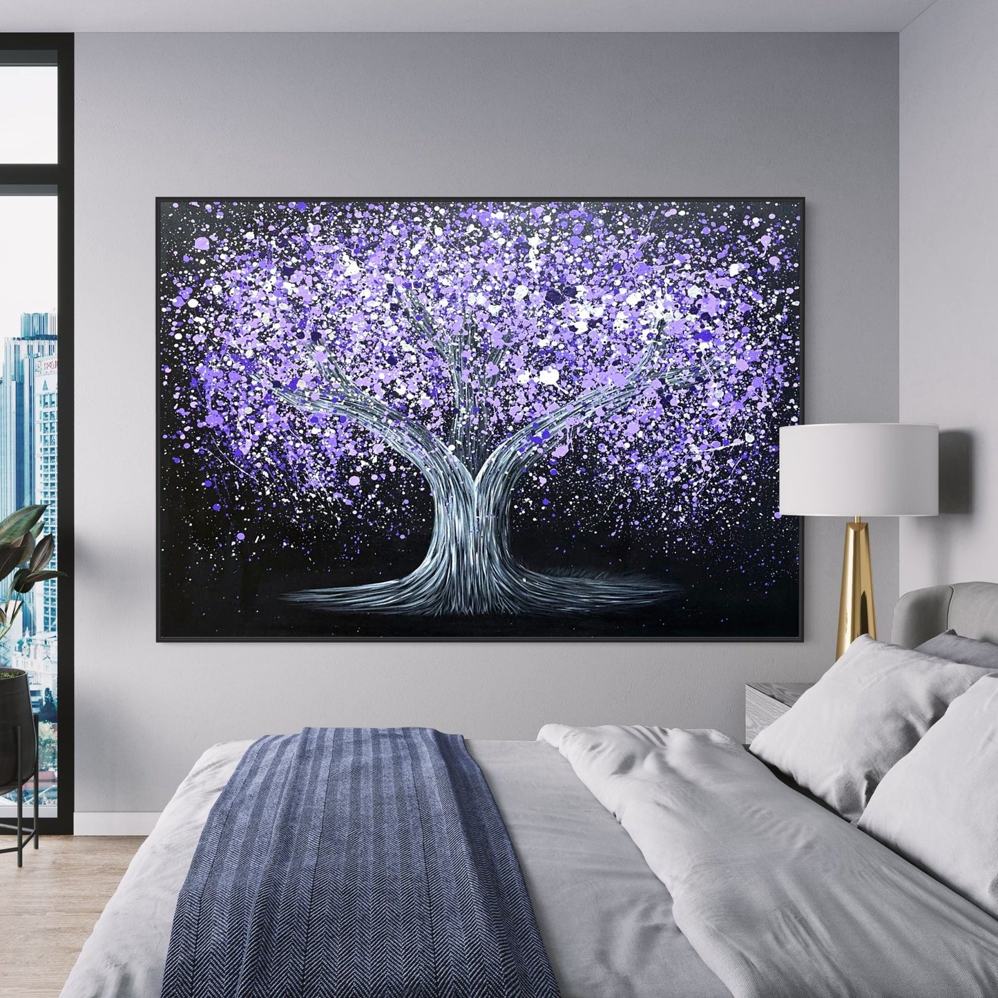 ORIGINAL ARTWORK - Tree of Happiness - Tranquil Purple - BY Albert Levi Art