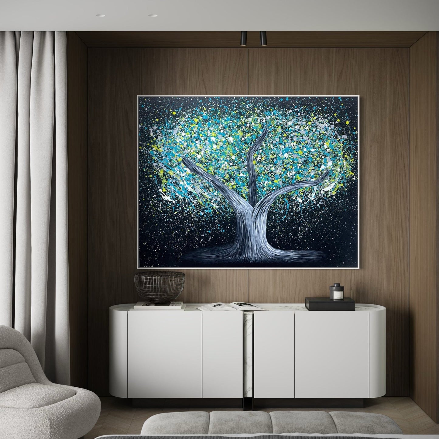 ORIGINAL ARTWORK - Tree of Heppines - Glow in The Dark - BY Albert Levi Art