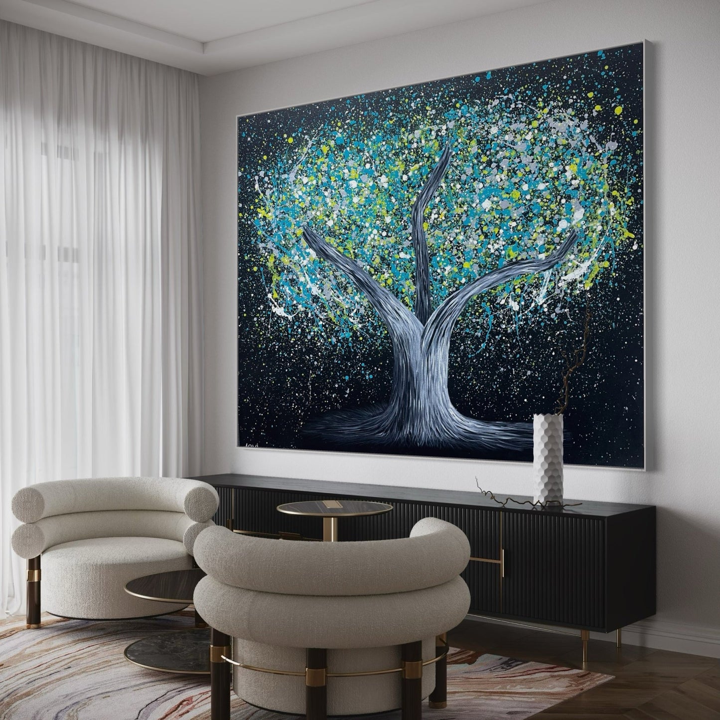 ORIGINAL ARTWORK - Tree of Heppines - Glow in The Dark - BY Albert Levi Art