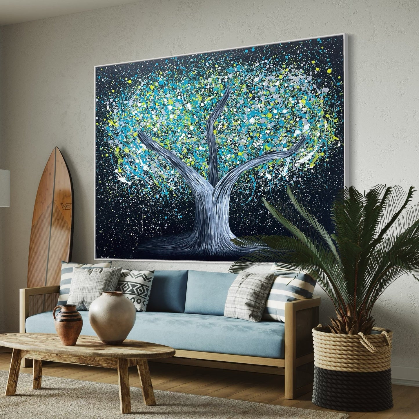 ORIGINAL ARTWORK - Tree of Heppines - Glow in The Dark - BY Albert Levi Art