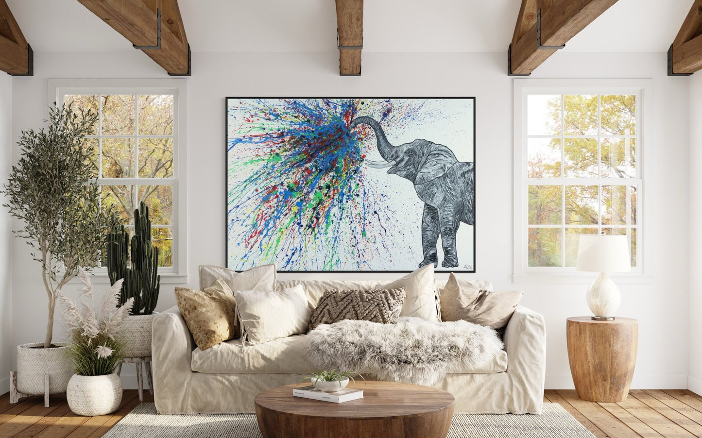 Tote Bag - An Elephant Blows - Bags BY Albert Levi Art