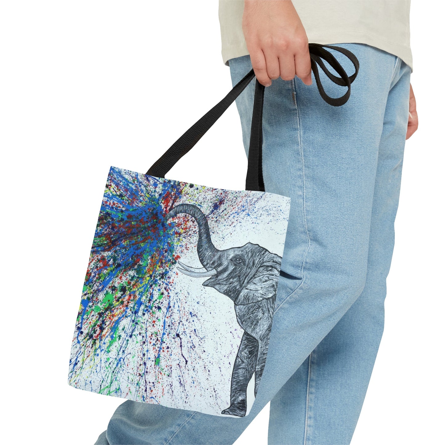 Tote Bag - An Elephant Blows - Bags BY Albert Levi Art