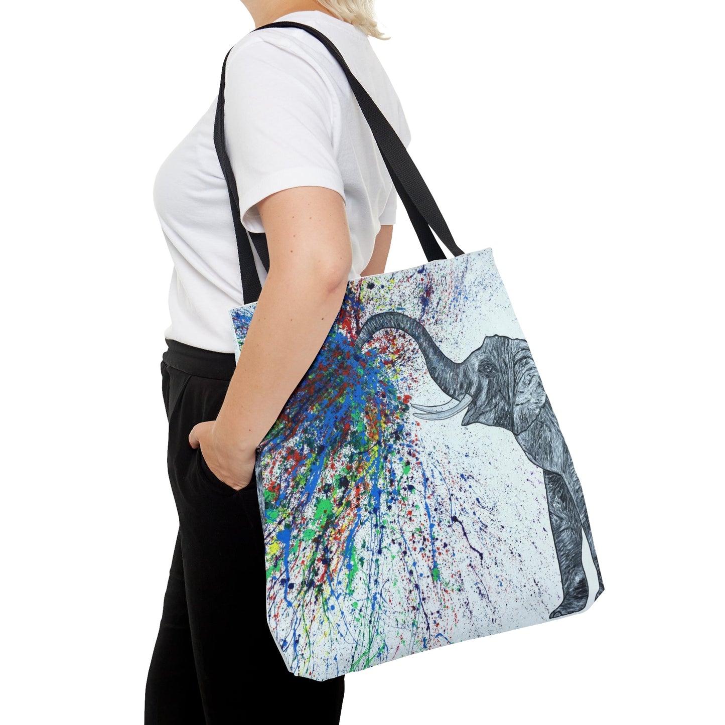 Tote Bag - An Elephant Blows - Bags BY Albert Levi Art