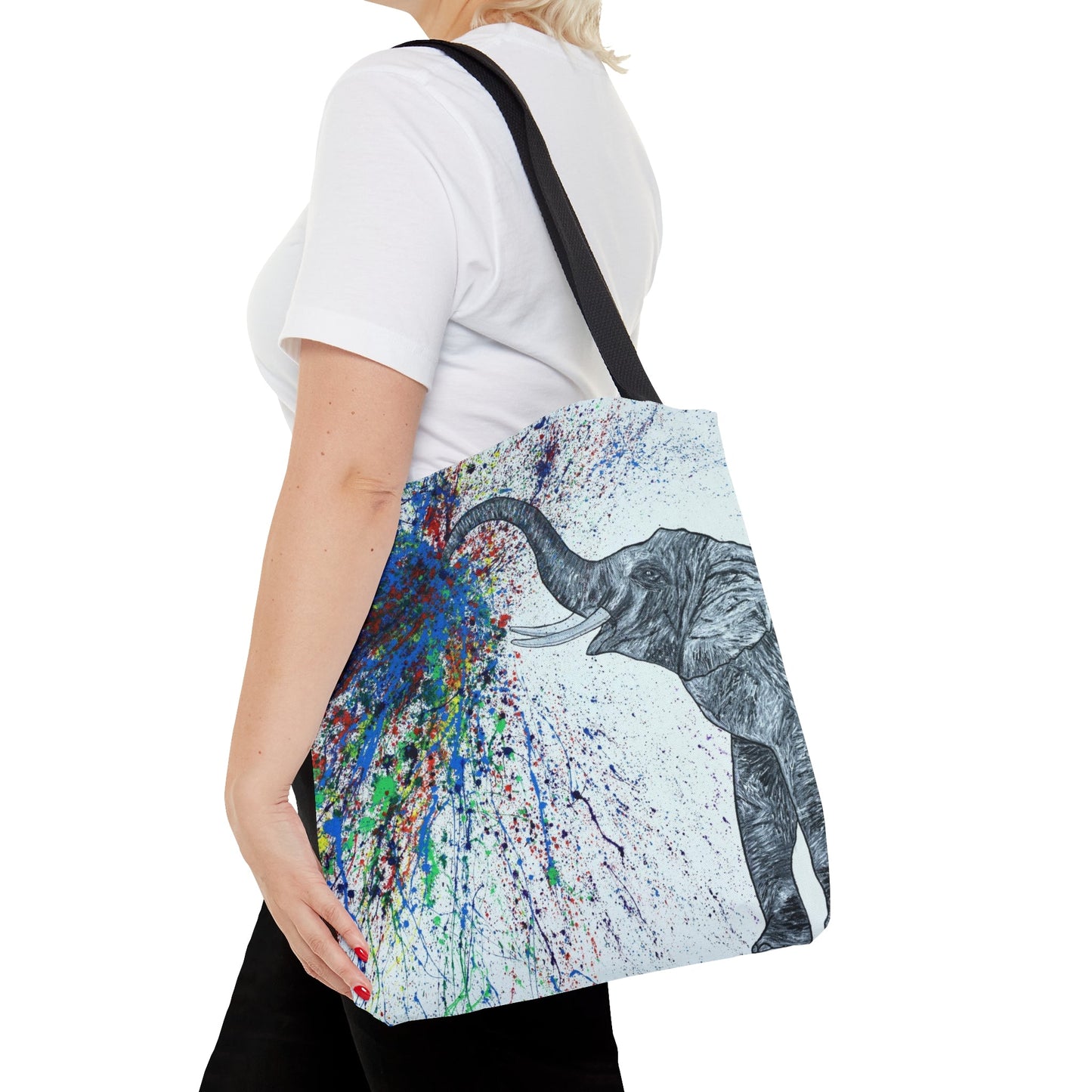 Tote Bag - An Elephant Blows - Bags BY Albert Levi Art