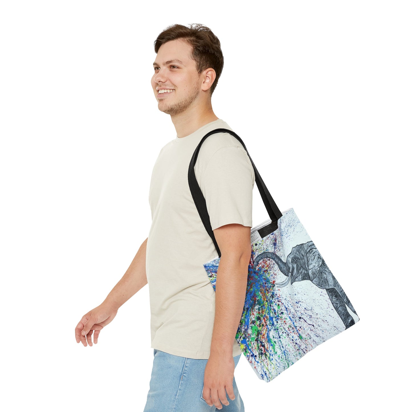 Tote Bag - An Elephant Blows - Bags BY Albert Levi Art