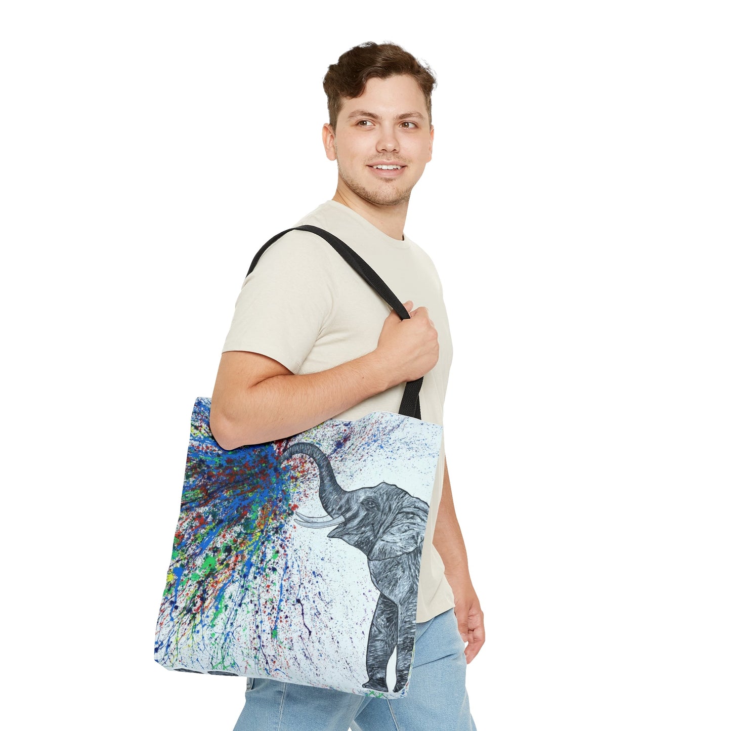 Tote Bag - An Elephant Blows - Bags BY Albert Levi Art