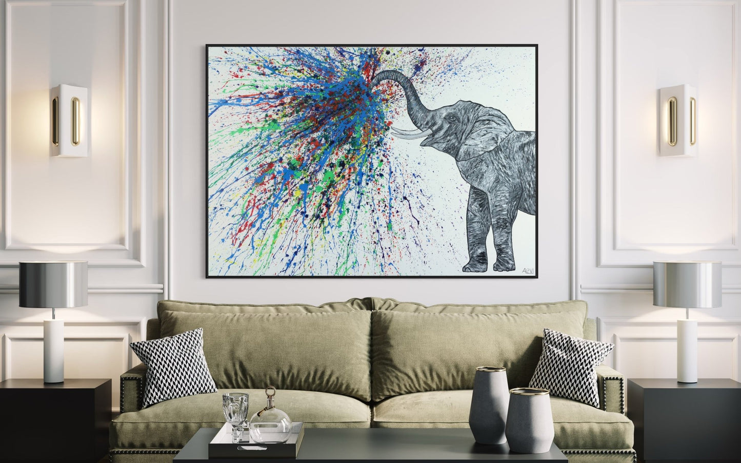 Tote Bag - An Elephant Blows - Bags BY Albert Levi Art