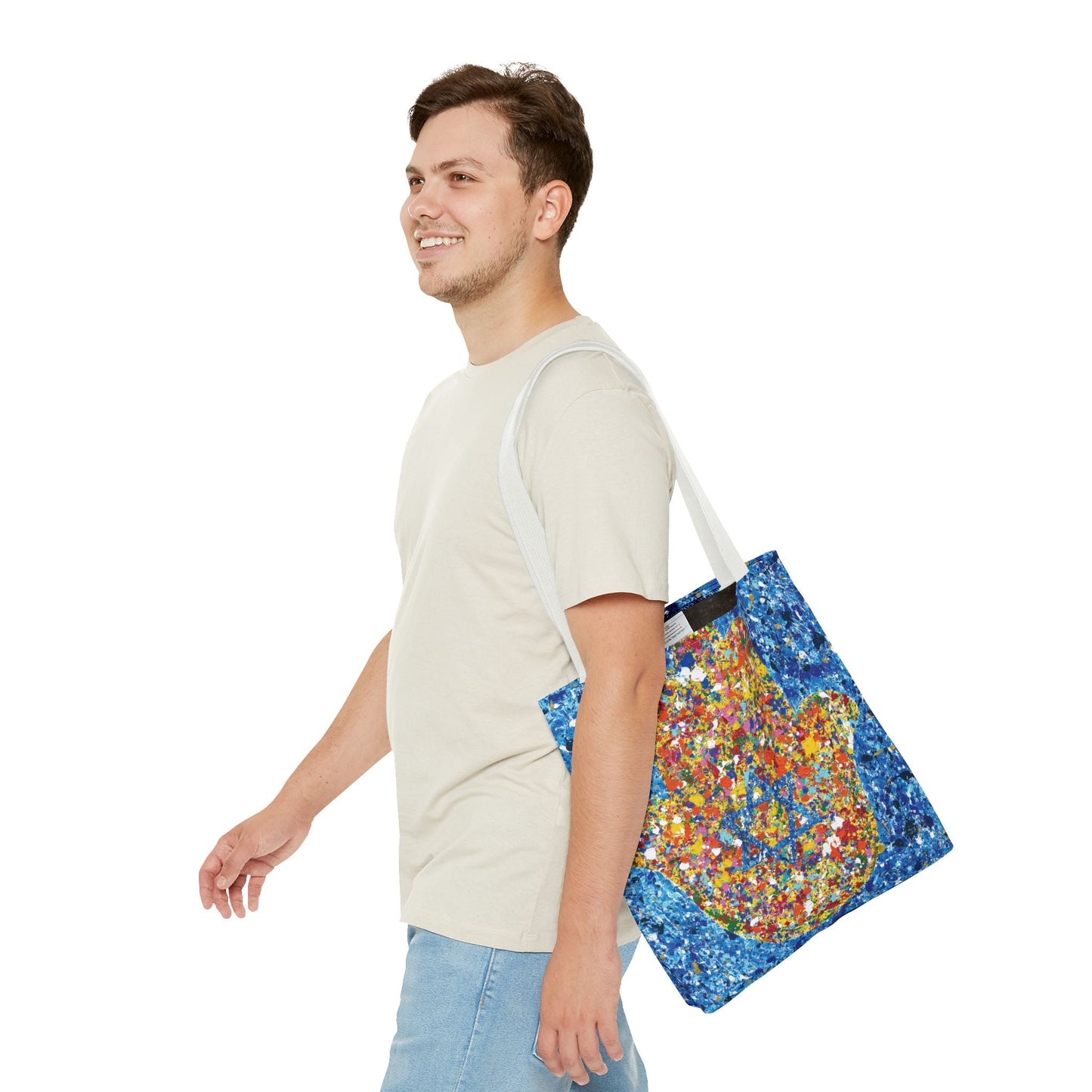 Colorful Bags: "Tote Bag - Hamsa Our Shield" by Albert Levi Art