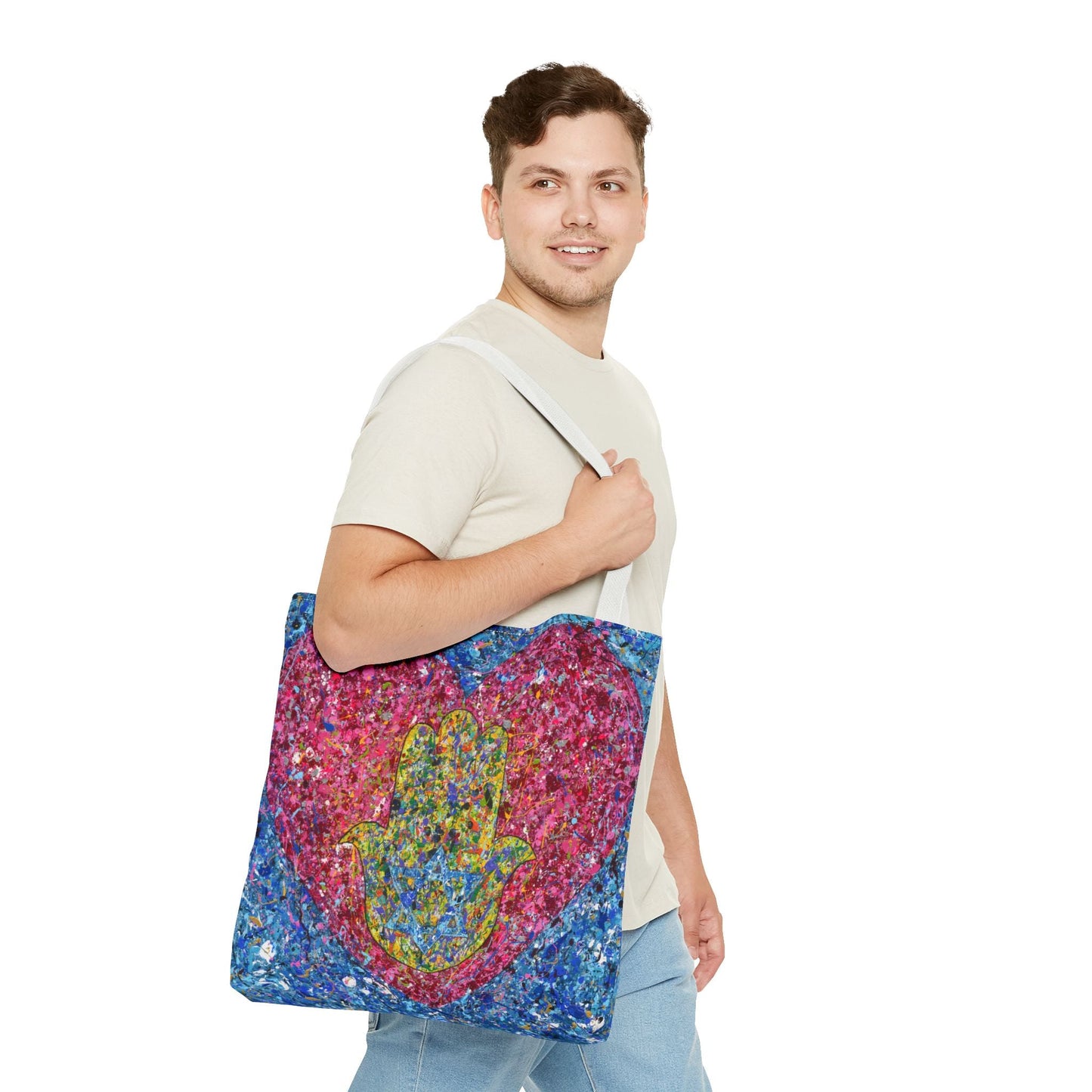Colorful Bags: "Tote Bag - Heart Of Protection" by Albert Levi Art