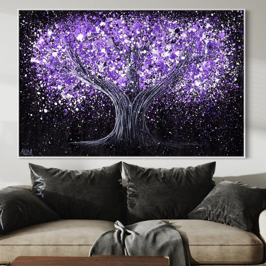 Tree Of Happiness - Calm Curple - Canvas BY Albert Levi Art
