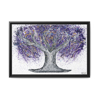 Tree Of Life Gentle Purple framed canvas print, black frame