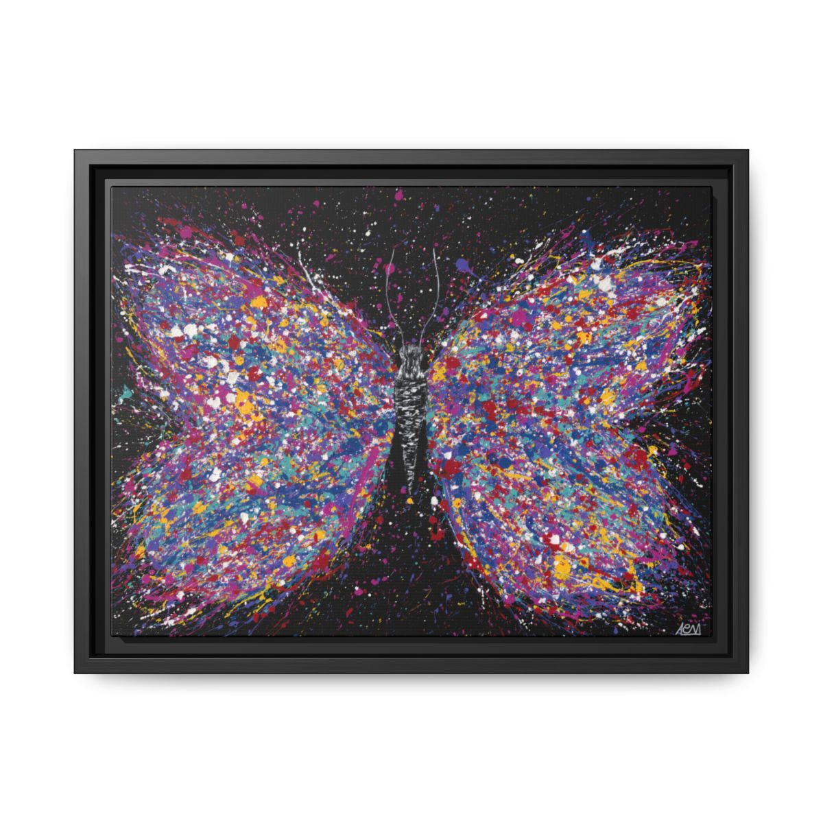 Wings Of Freedom framed canvas print, black frame
