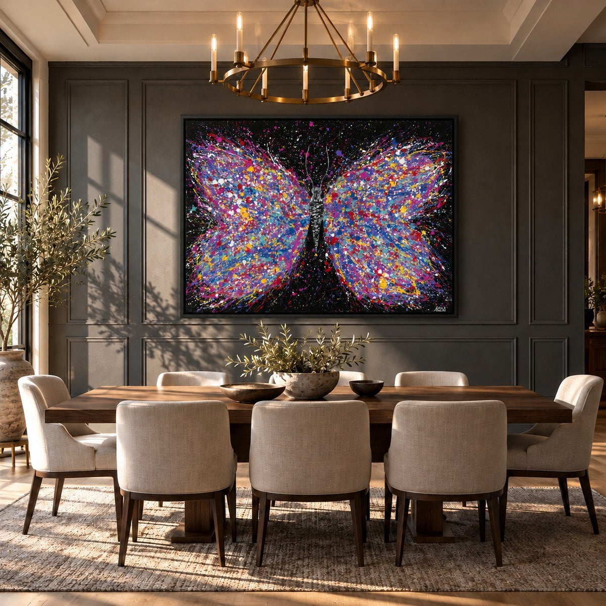 Wings Of Freedom canvas wall art, slate dining wide room mockup
