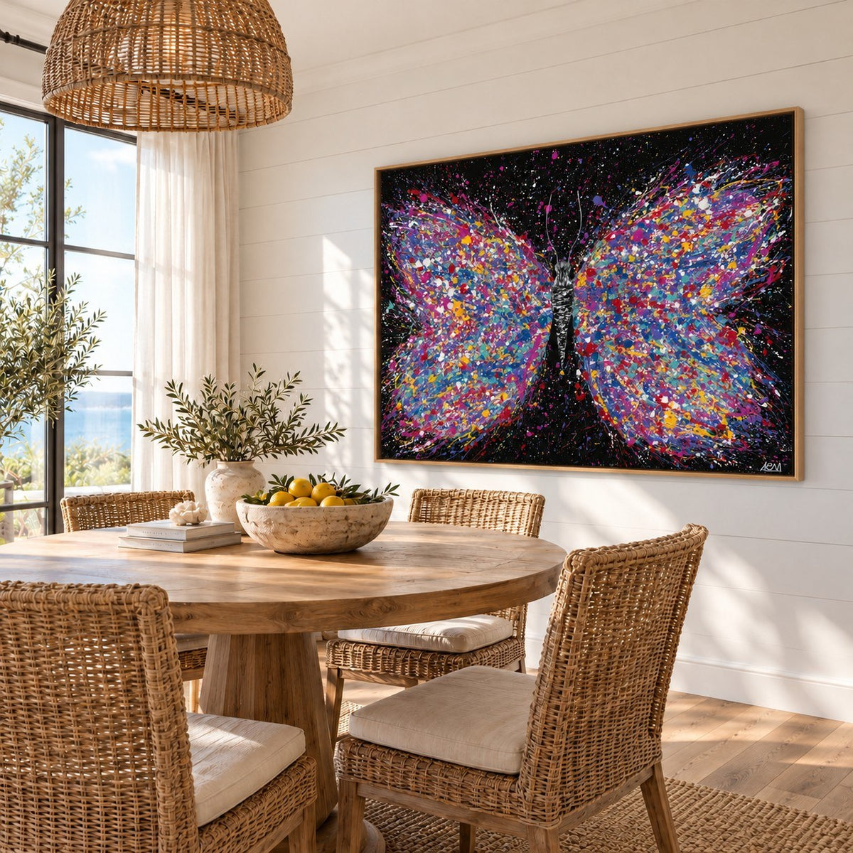 Wings Of Freedom canvas wall art, coastal dining room mockup