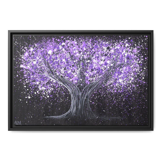 Tree Of Happiness Tranquil Purple framed canvas print by Albert Levi