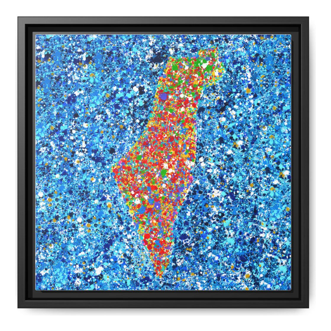 Map Of Israel Never Again framed canvas print by Albert Levi