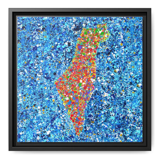 Map Of Israel Never Again framed canvas print by Albert Levi