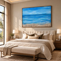 A moment of silence canvas wall art in a warm master bedroom