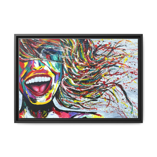 AFTER NOVA Smile Forever framed canvas print, black frame