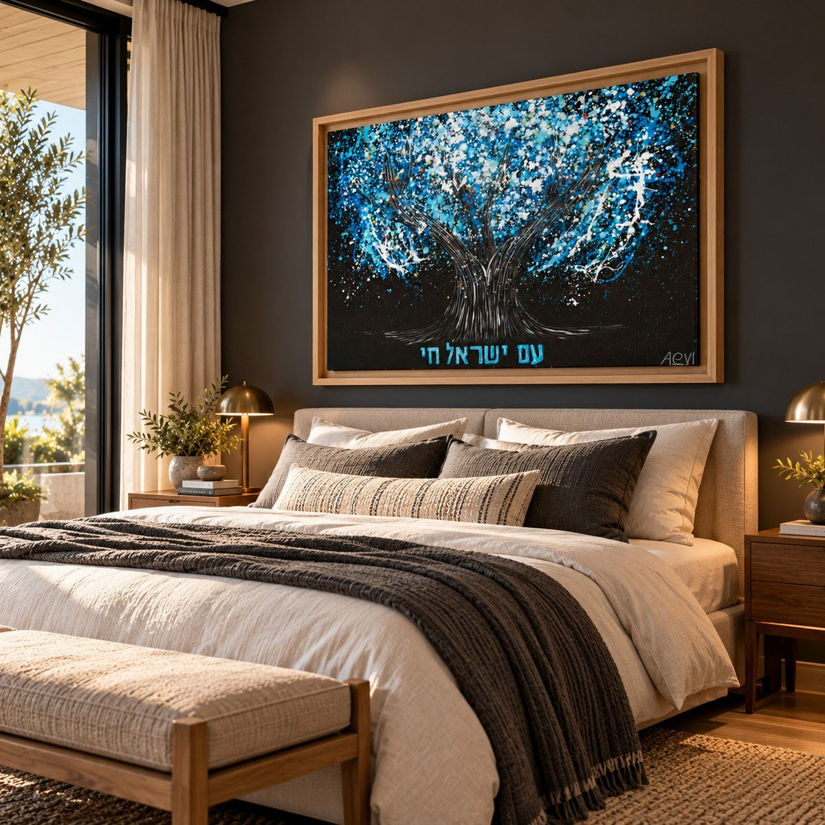 Am Yisrael Chai Tree Of Life canvas wall art room mockup