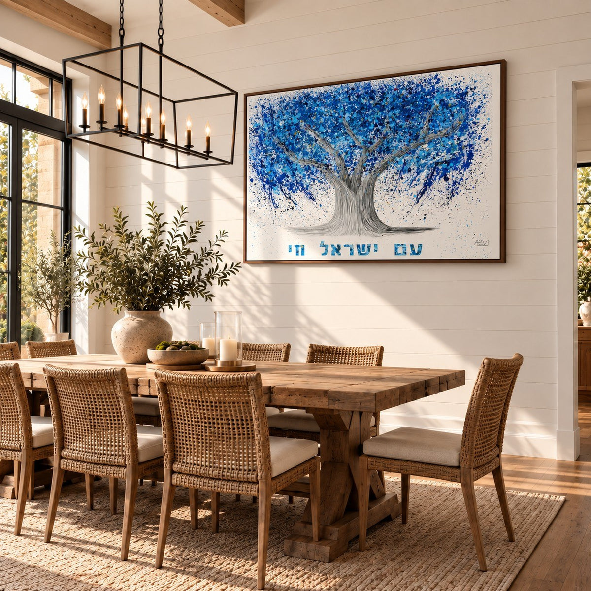 Am Yisrael Chai Tree Of Life canvas wall art room mockup