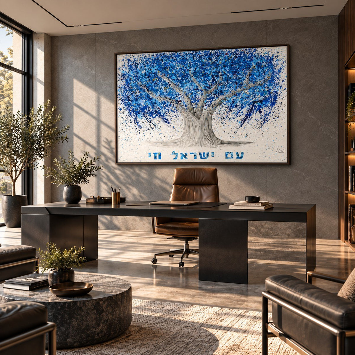 Am Yisrael Chai Tree Of Life canvas wall art room mockup
