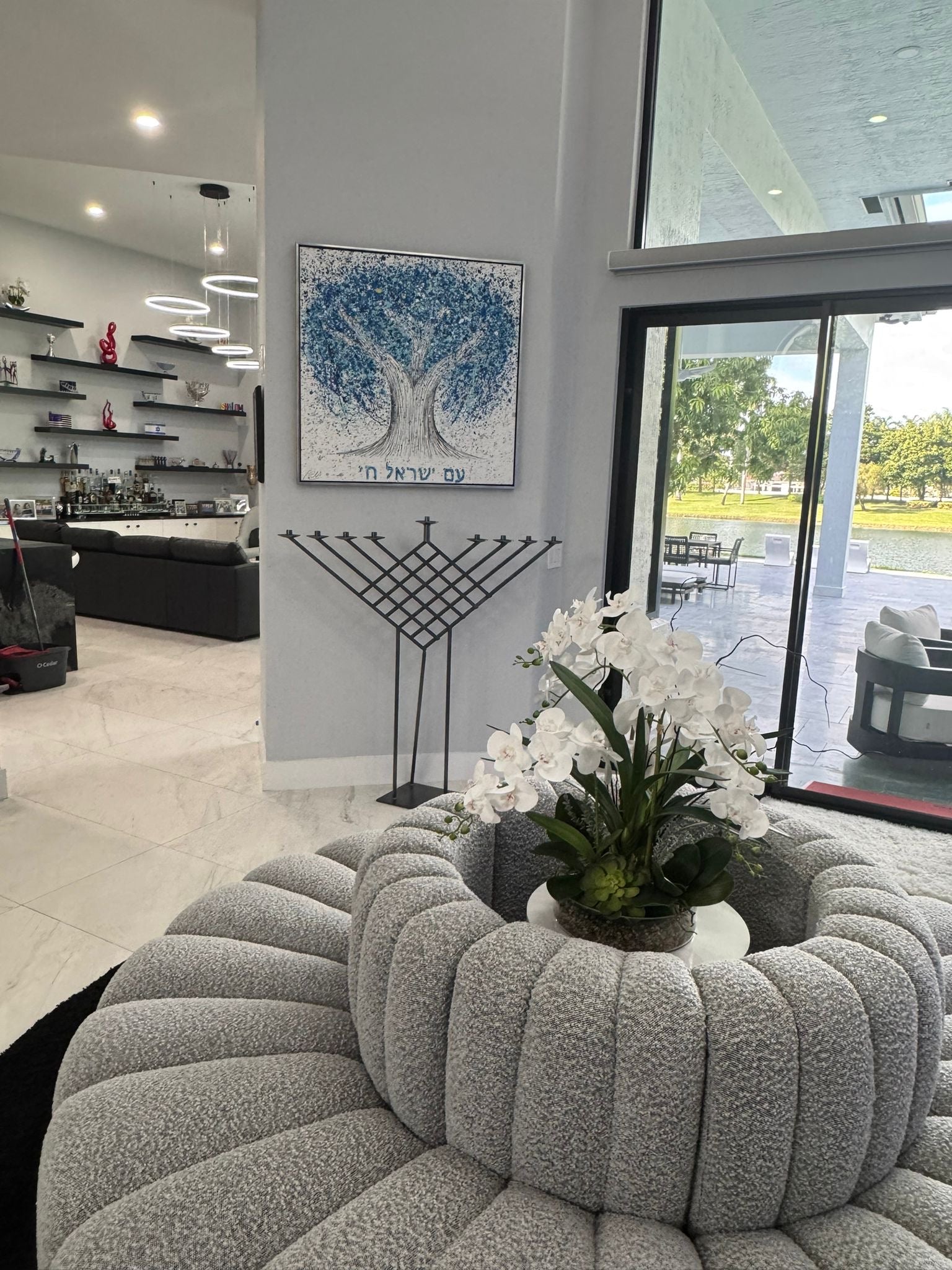 Albert Levi artwork displayed in an elegant space