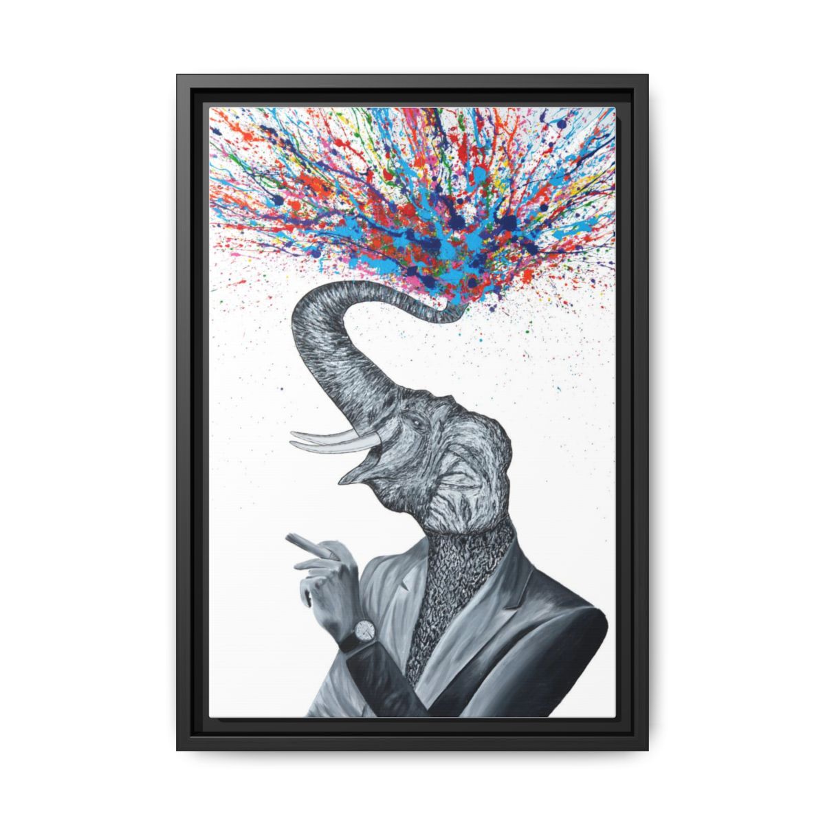 Bursting Power framed canvas print, black frame