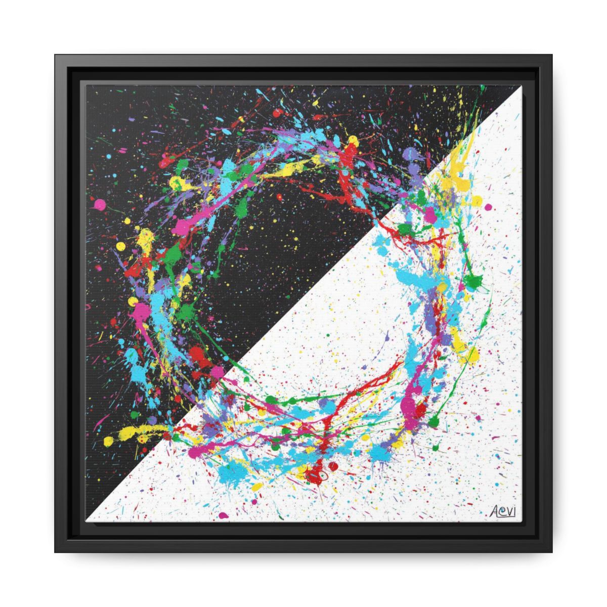 CIRCLE OF LIFE framed canvas print, black frame