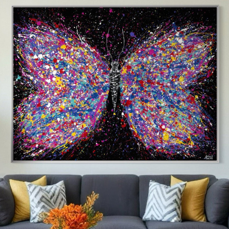 Colorful Canvas: "Colorful Butterfly Canvas Art “ 12" x 16" Stretched Matte Print for Home Decor" by Albert Levi Art