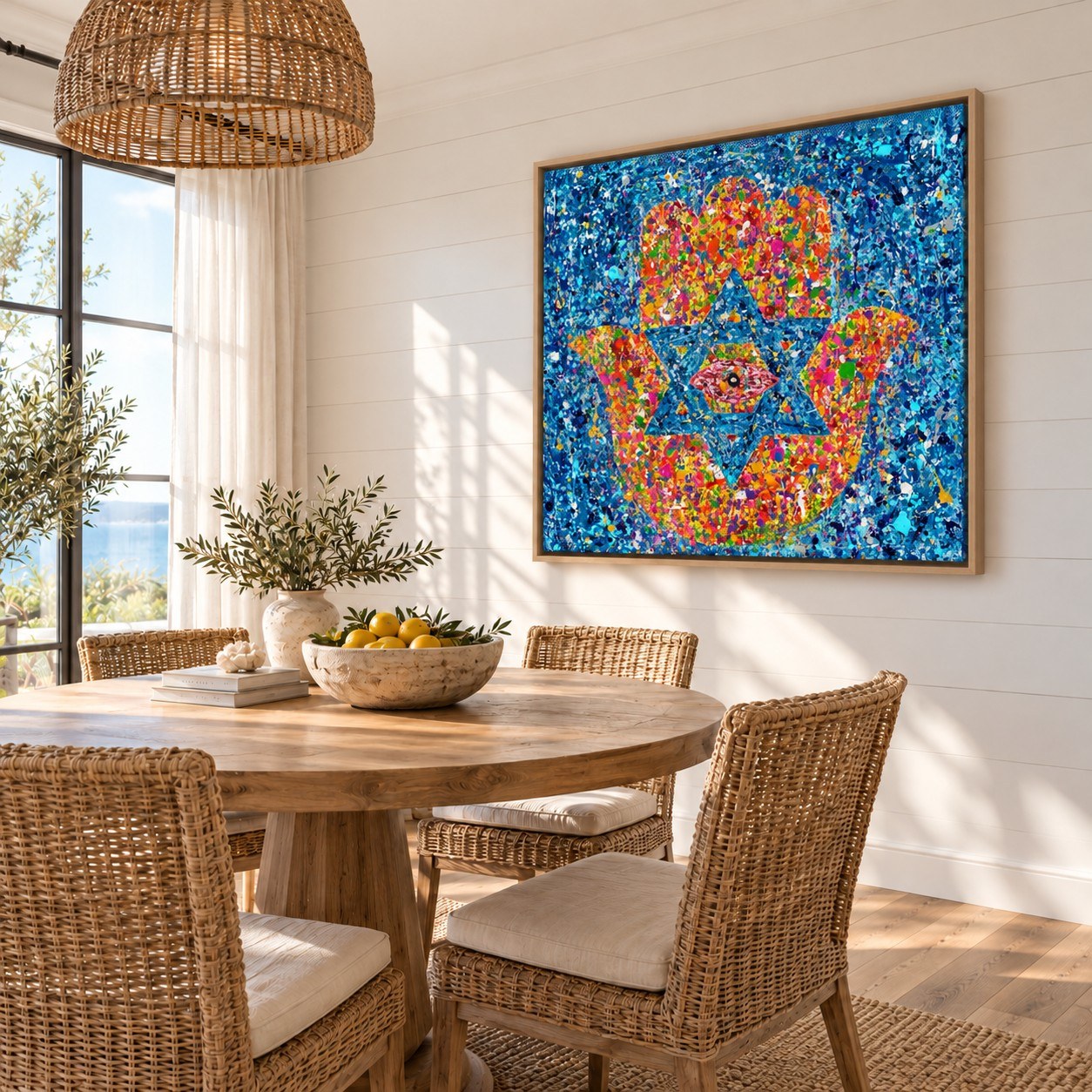 Colors of Protection canvas wall art, coastal dining room mockup