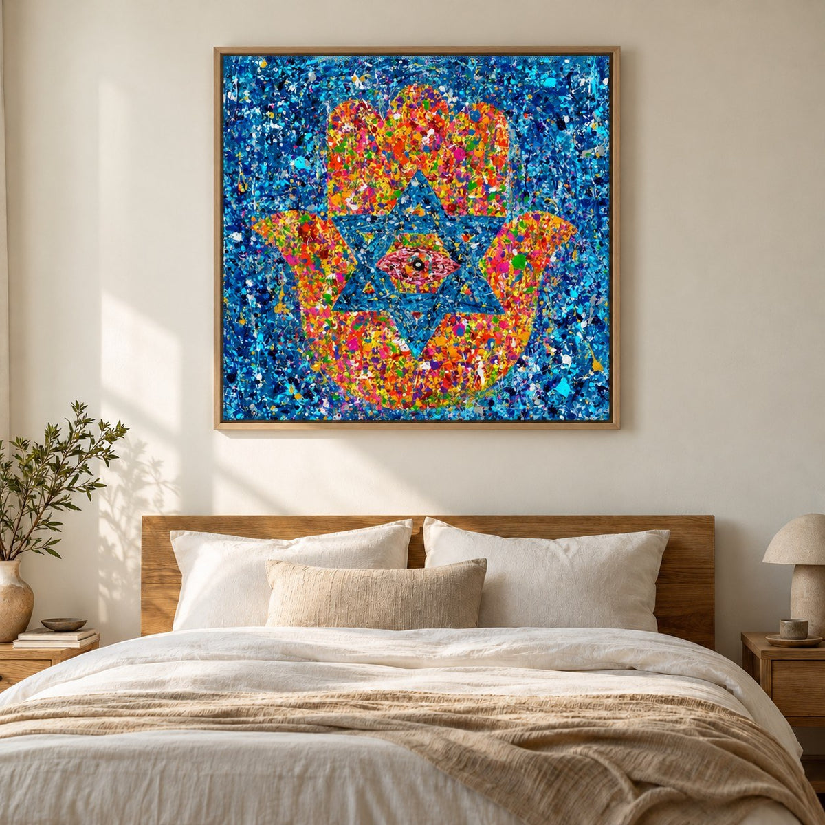 Colors of Protection canvas wall art, bedroom warm room mockup