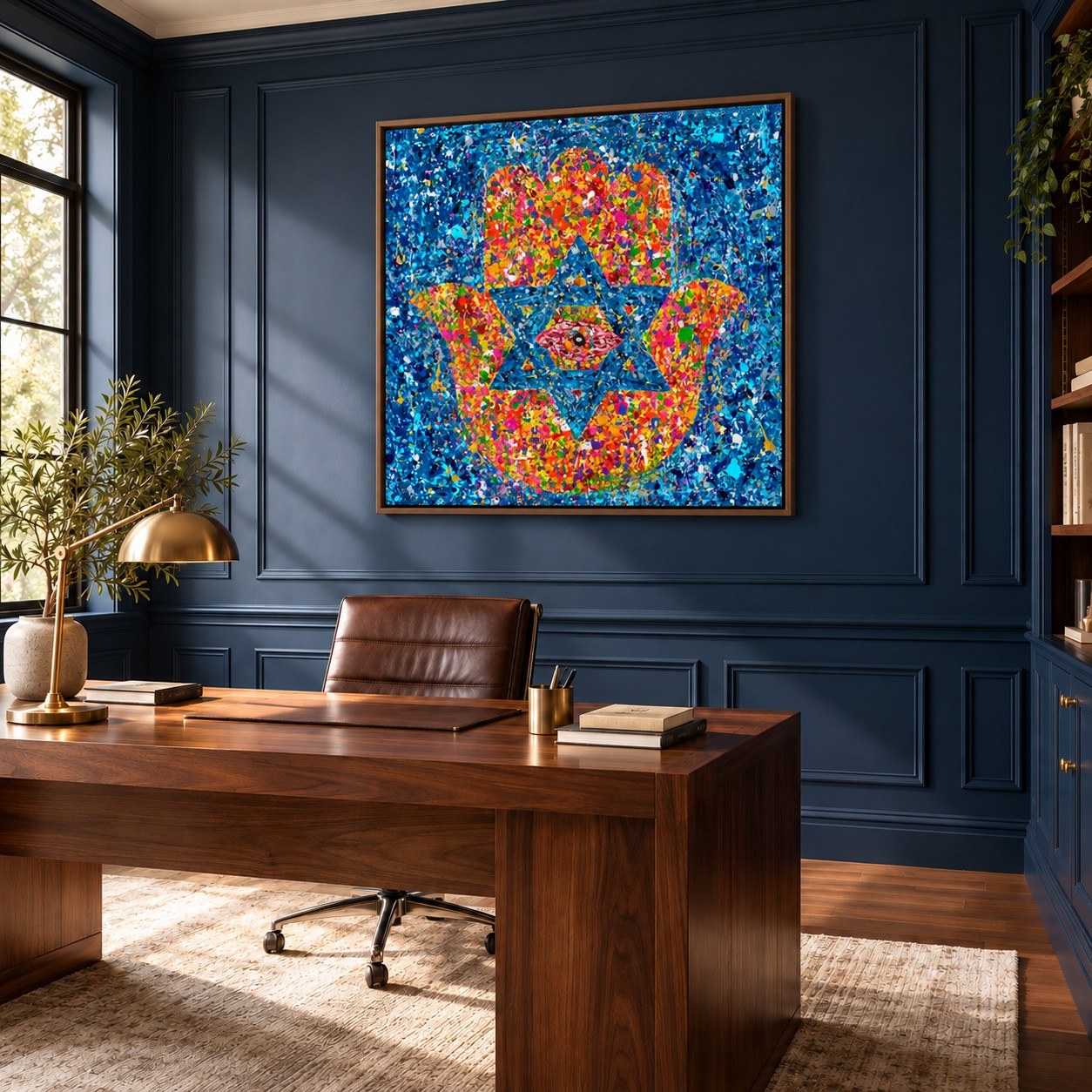 Colors of Protection canvas wall art, home office navy room mockup