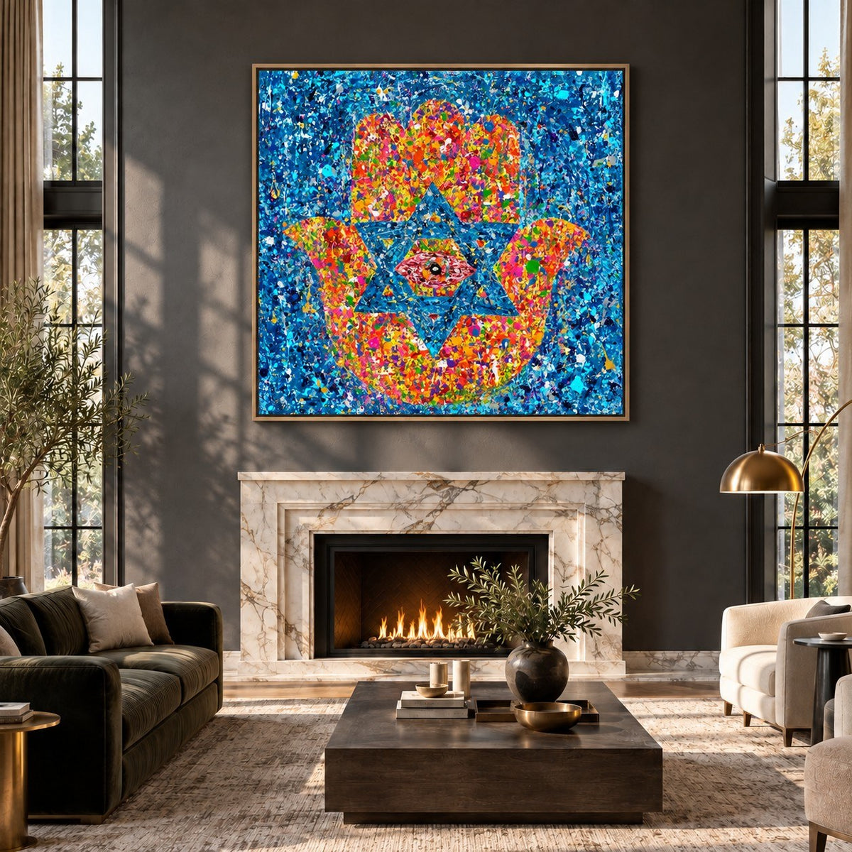 Colors of Protection canvas wall art, grand living charcoal room mockup