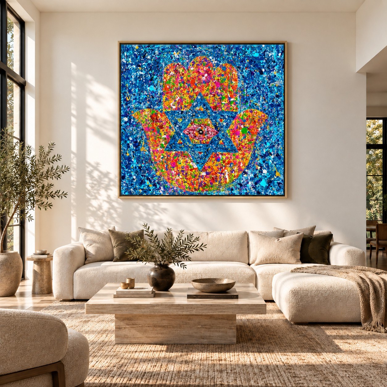 Colors of Protection canvas wall art, modern living white room mockup