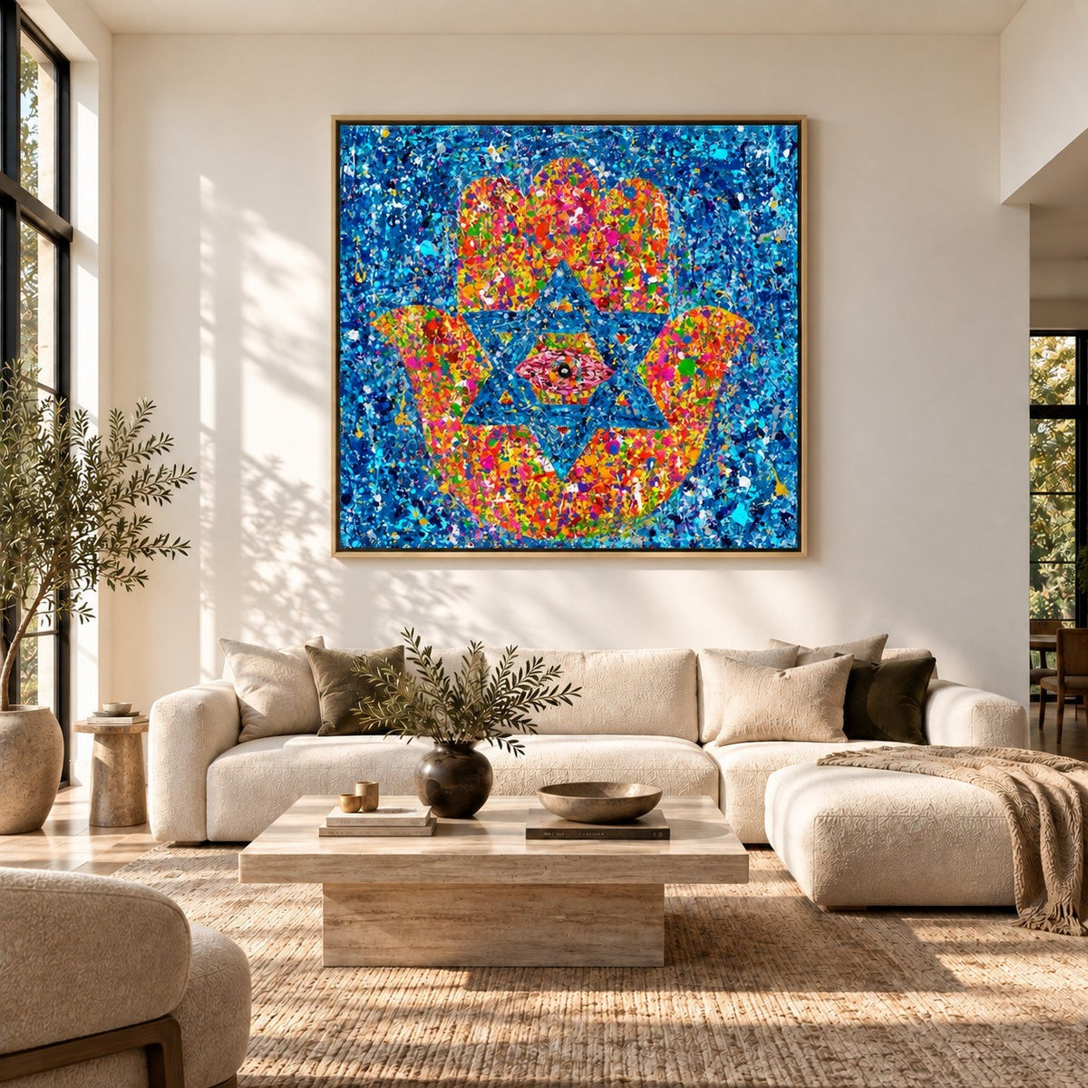 Colors of Protection canvas wall art, modern living white room mockup