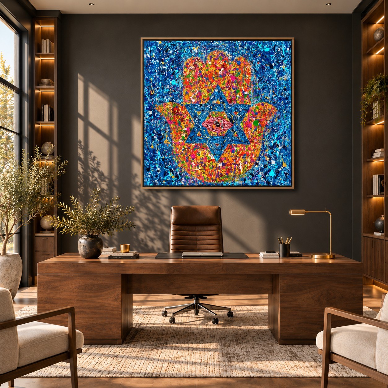 Colors of Protection canvas wall art, executive office dark room mockup